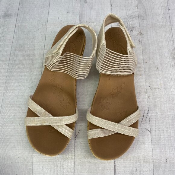Skechers BEVERLEE Natural Cali Luxe Foam Cork Wedge Heel Platform Sandals Size 9 - Picture 9 of 16